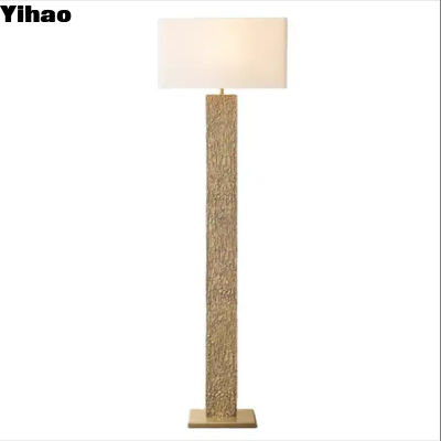 خرید OEM Fabic Shade Dimmable Brass Standing Floor Lamp AC 85-265V لامپ کف ایستاده مس 85-265V ساخت آنلاین