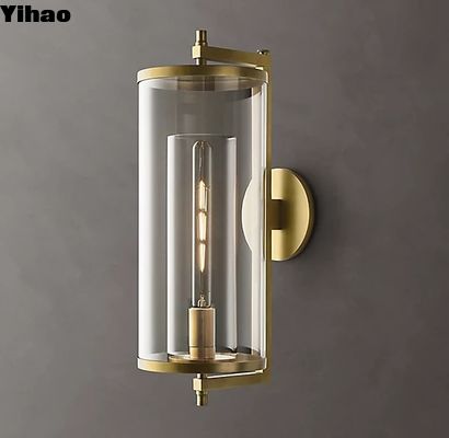 خرید سایه داخل سیلندری K9 شیشه ای تزئینی دیواری Sconces برنز پایان ساخت آنلاین
