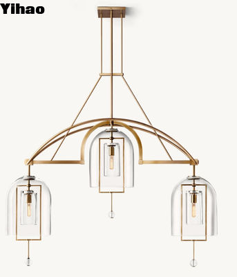 خرید 43 کیلوگرم فولکر کریستال لوستر برنجی خطی با ابعاد 155cm W x 34cm D x 142cm H ساخت آنلاین