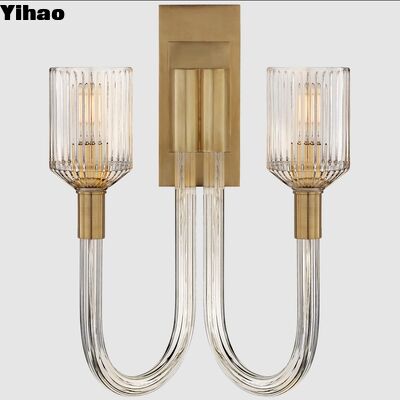 خرید چراغ دیواری مس مدرن با نور سفید گرم 2700K و سایه شیشه ای برای اتاق نشیمن و اتاق خواب ساخت آنلاین