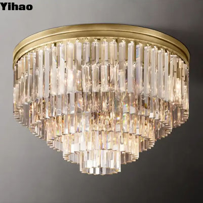 E12 / Candelabra هنر کریستال مدرن مس چراغ سقف AC 85V-265V