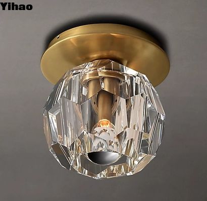 چراغ سقف لاکی شده برنی شده مس و شیشه ای فلش نصب 110-120V