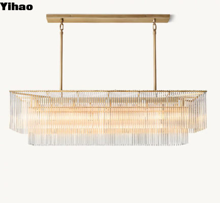 آمادئو مستطیل مدرن شیشه ای لوستر هارد وایر 110-240 ولت
