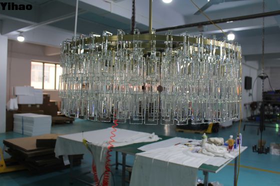 چراغ قوه LED مدرن مارینان مستطیل 152 سانتی متر چراغ قوه کریستالی در پایان مس