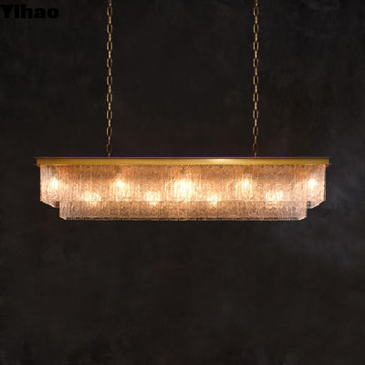 سقف نصب کریستال در داخل لوستر با پوست معلق مستطیل ابعاد 124cm/49 