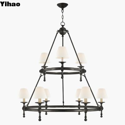 SL 5813 کلاسیک دو طبقه حلقه لوستر برنز / نیکل پولیش شده / دست مسن باستانی دو طبقه حلقه لوستر