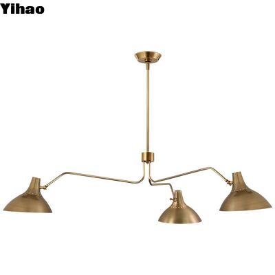 YH صنعتی Vintage Copper Brass Crystal Chandelier با نور LED سفید گرم 3500K و ارتفاع تنظیم شده برای آشپزخانه اتاق نشیمن