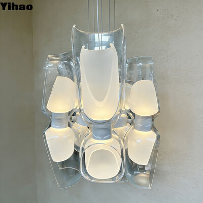 Modern Art-style Double-layer Glass Chandelier with 3500K Warm White LED and 30,000 Hours Lifespan